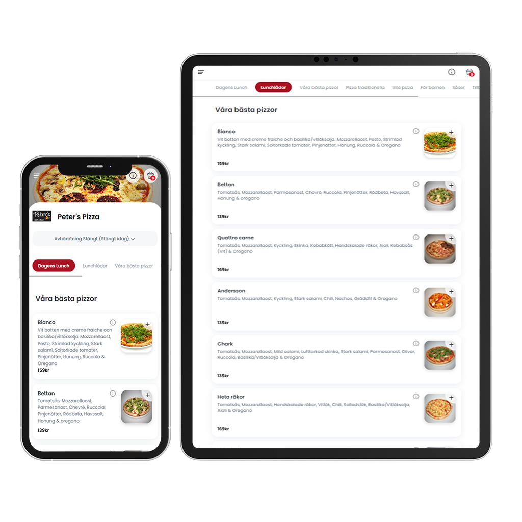 Beställningar online för restauranger